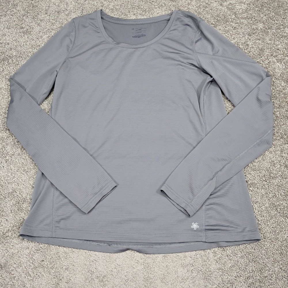 Tek Gear DryTek Mens Medium‎ Gray Long Sleeve Ribbed Athletic Workout Shirt Top